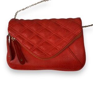 Street Level Quilted Vegan Faux Leather Crossbody Bag "Red" Women's